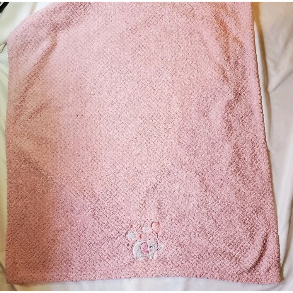 Girls Zak & Zoey Plush‎ Pink Elephant Balloon Clouds Hearts Waffle Baby Blanket